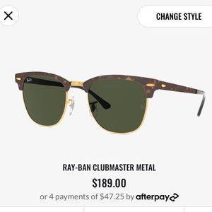 Rayban Clubmaster Tortoiseshell Metal Sunglasses